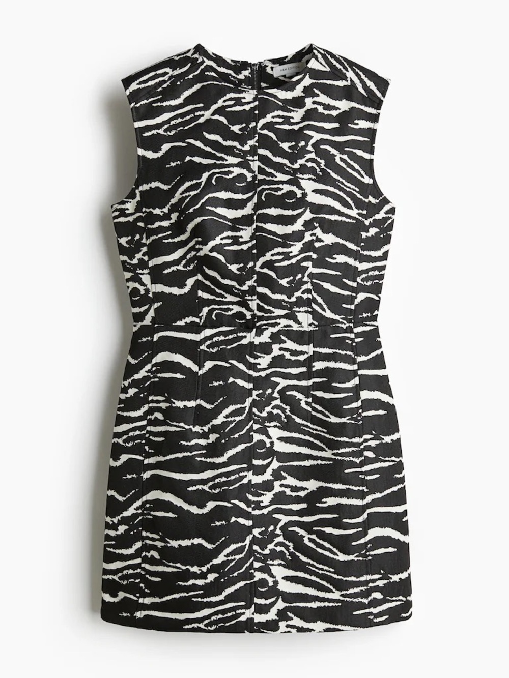 H&M Edition Zebra Print Jacquard Mini Dress Structured Size XS Black White - Picture 5 of 11
